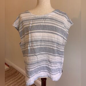 Cynthia Rowley Blue and White Striped Linen Shirt Button Down Back Large